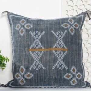 BLUE #1 - Moroccan Cactus Silk Pillow Cover-Handmade-Handwoven (BLUE #1)